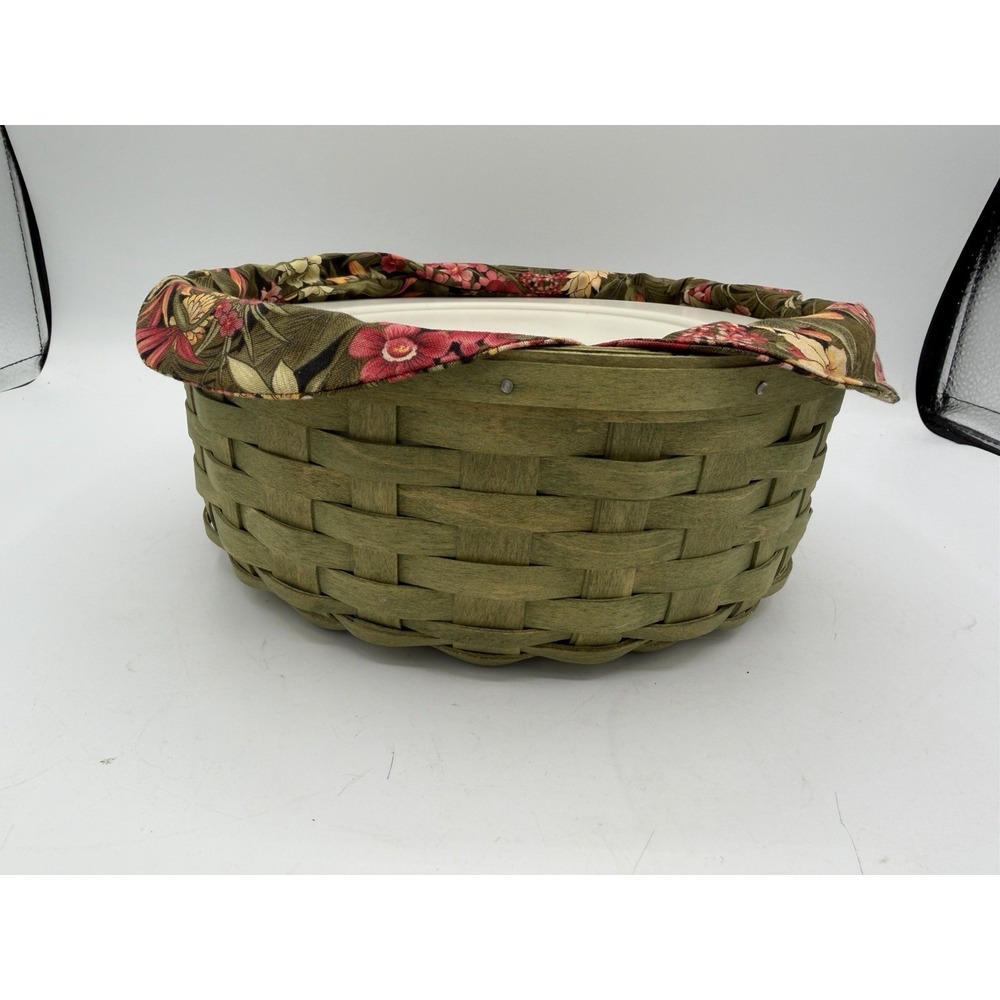 🧺 Longaberger 2006 Green 9" Keeping Basket w/ Liner & Hard Protector 💚EUC